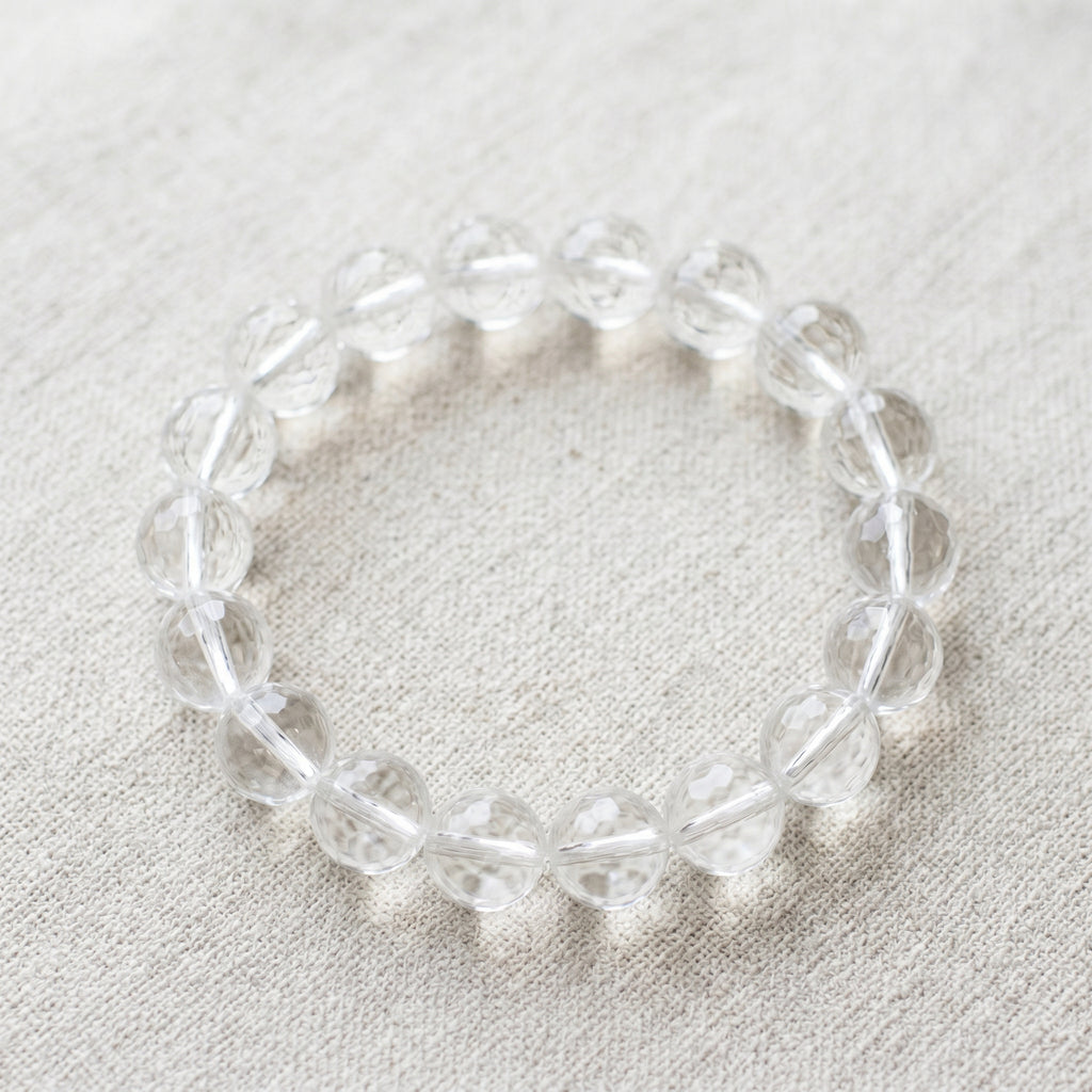 Premium Clear Quartz Beaded Bracelet | Hand-Polished Natural Gemstone Jewelry for Mindfulness & Balance
