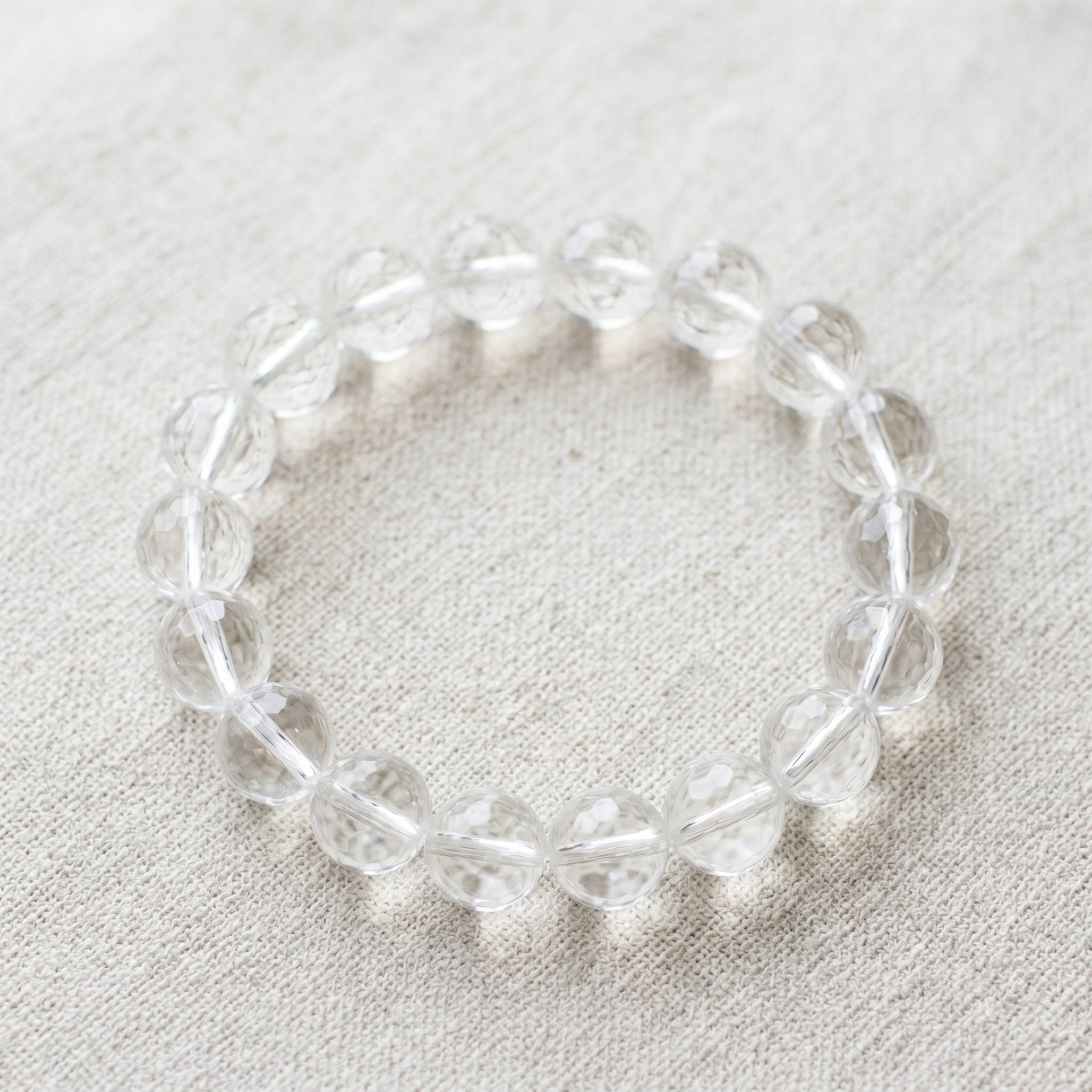 Premium Clear Quartz Beaded Bracelet | Hand-Polished Natural Gemstone Jewelry for Mindfulness & Balance