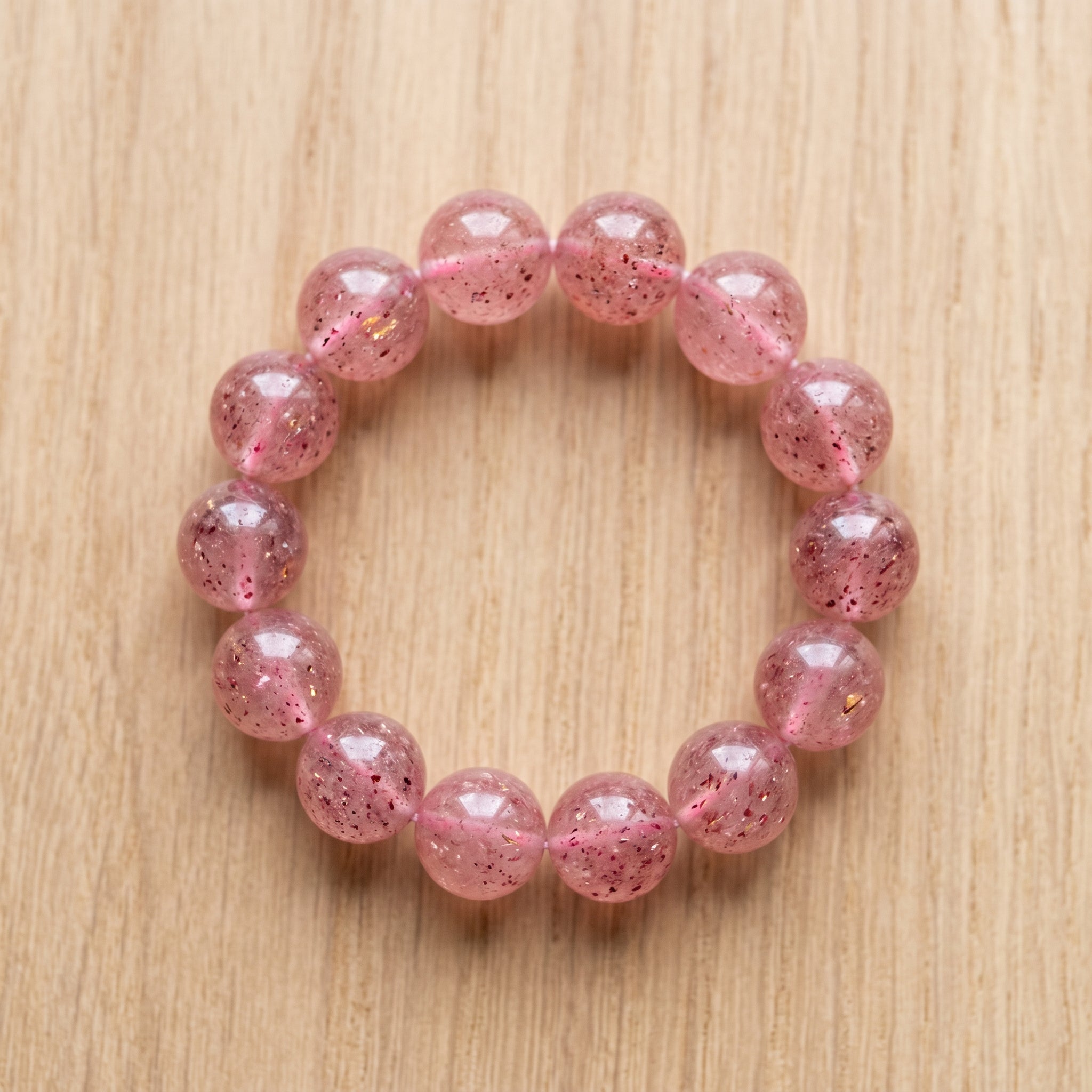 Premium Strawberry Quartz Beaded Bracelet | Hand-Polished Natural Gemstone Jewelry for Attraction & Harmony