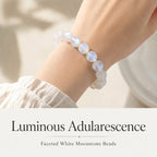 Premium White Moonstone Beaded Bracelet | Hand-Polished Natural Gemstone Jewelry for Clarity & Grace