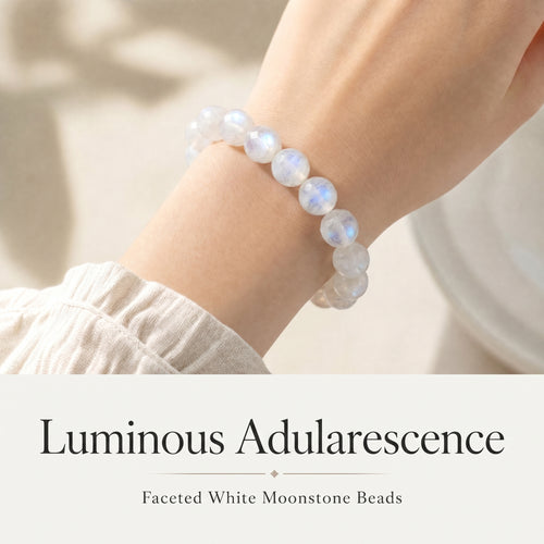 Premium White Moonstone Beaded Bracelet | Hand-Polished Natural Gemstone Jewelry for Clarity & Grace
