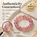 Premium Strawberry Quartz Beaded Bracelet | Hand-Polished Natural Gemstone Jewelry for Attraction & Harmony