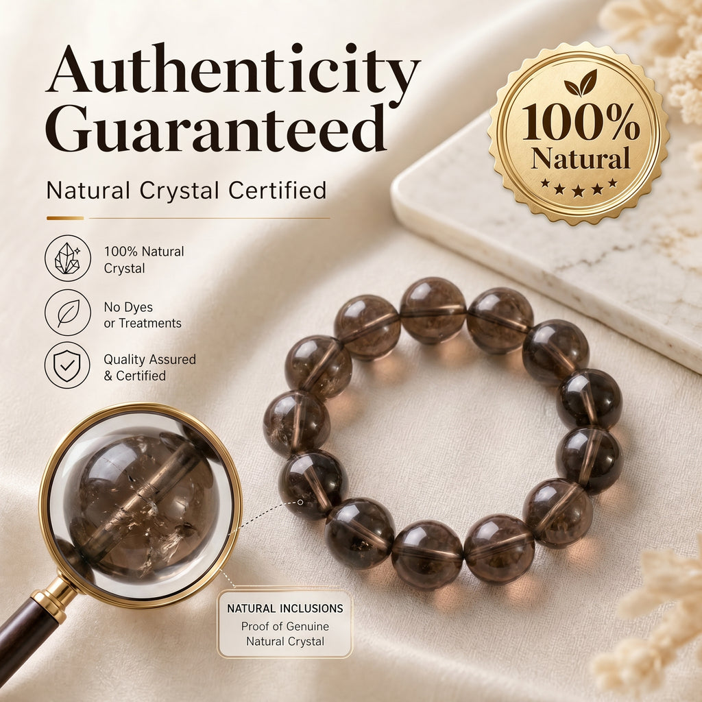 Premium Smoky Quartz Beaded Bracelet | Hand-Polished Natural Gemstone Jewelry for Mindfulness & Clarity