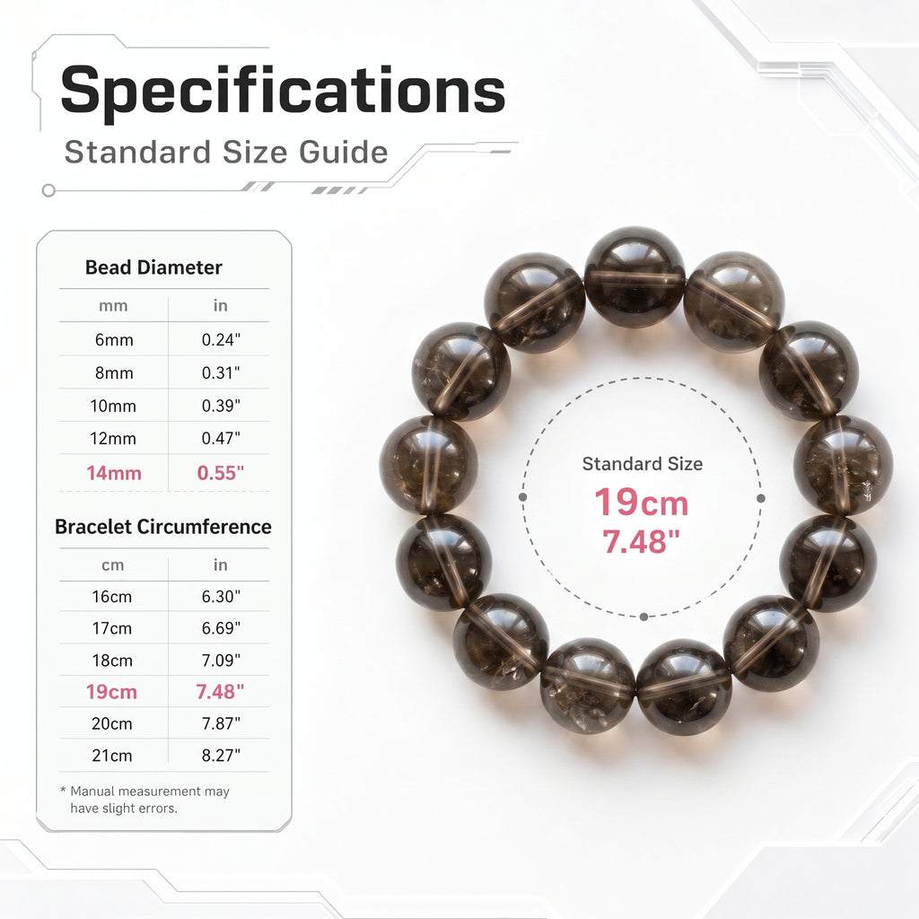 Premium Smoky Quartz Beaded Bracelet | Hand-Polished Natural Gemstone Jewelry for Mindfulness & Clarity