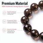 Premium Smoky Quartz Beaded Bracelet | Hand-Polished Natural Gemstone Jewelry for Mindfulness & Clarity
