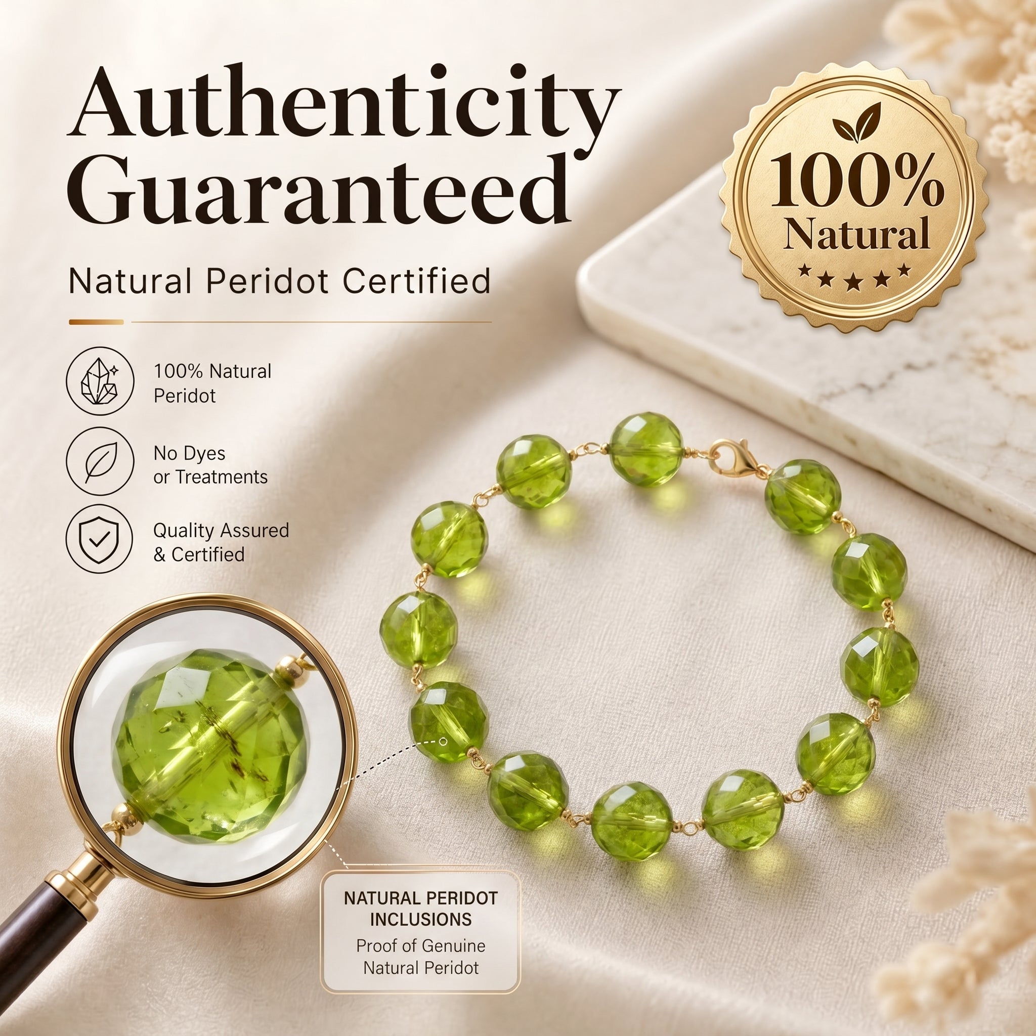 Premium Peridot Beaded Bracelet | Hand-Polished Natural Gemstone Jewelry for Joy & Inner Peace