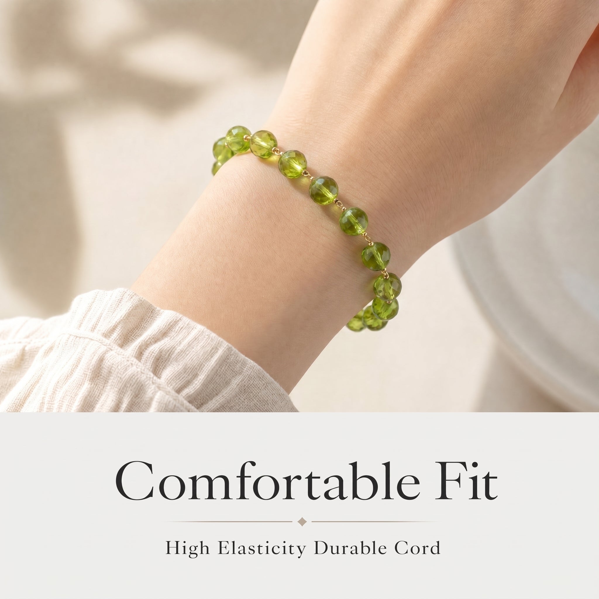 Premium Peridot Beaded Bracelet | Hand-Polished Natural Gemstone Jewelry for Joy & Inner Peace