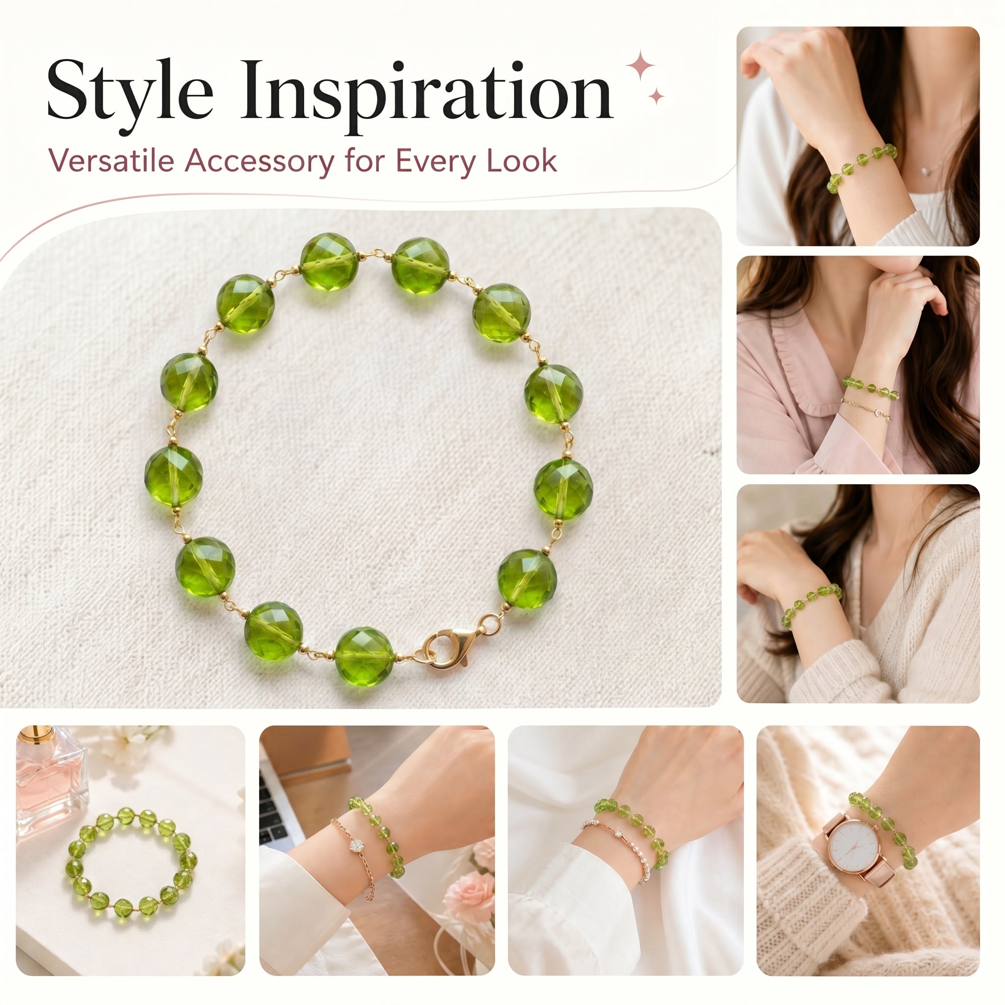 Premium Peridot Beaded Bracelet | Hand-Polished Natural Gemstone Jewelry for Joy & Inner Peace