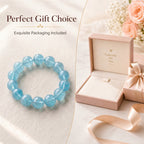 Premium Aquamarine Beaded Bracelet | Hand-Polished Natural Gemstone Jewelry for Clarity & Communication