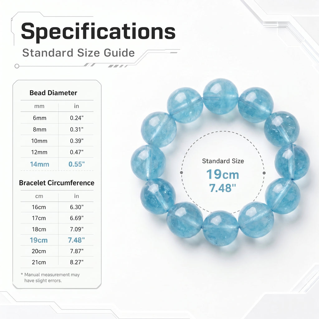Premium Aquamarine Beaded Bracelet | Hand-Polished Natural Gemstone Jewelry for Clarity & Communication
