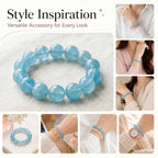 Premium Aquamarine Beaded Bracelet | Hand-Polished Natural Gemstone Jewelry for Clarity & Communication