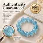 Premium Aquamarine Beaded Bracelet | Hand-Polished Natural Gemstone Jewelry for Clarity & Communication