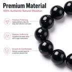 Premium Black Obsidian Beaded Bracelet | Hand-Polished Natural Gemstone Jewelry for Energy Cleansing