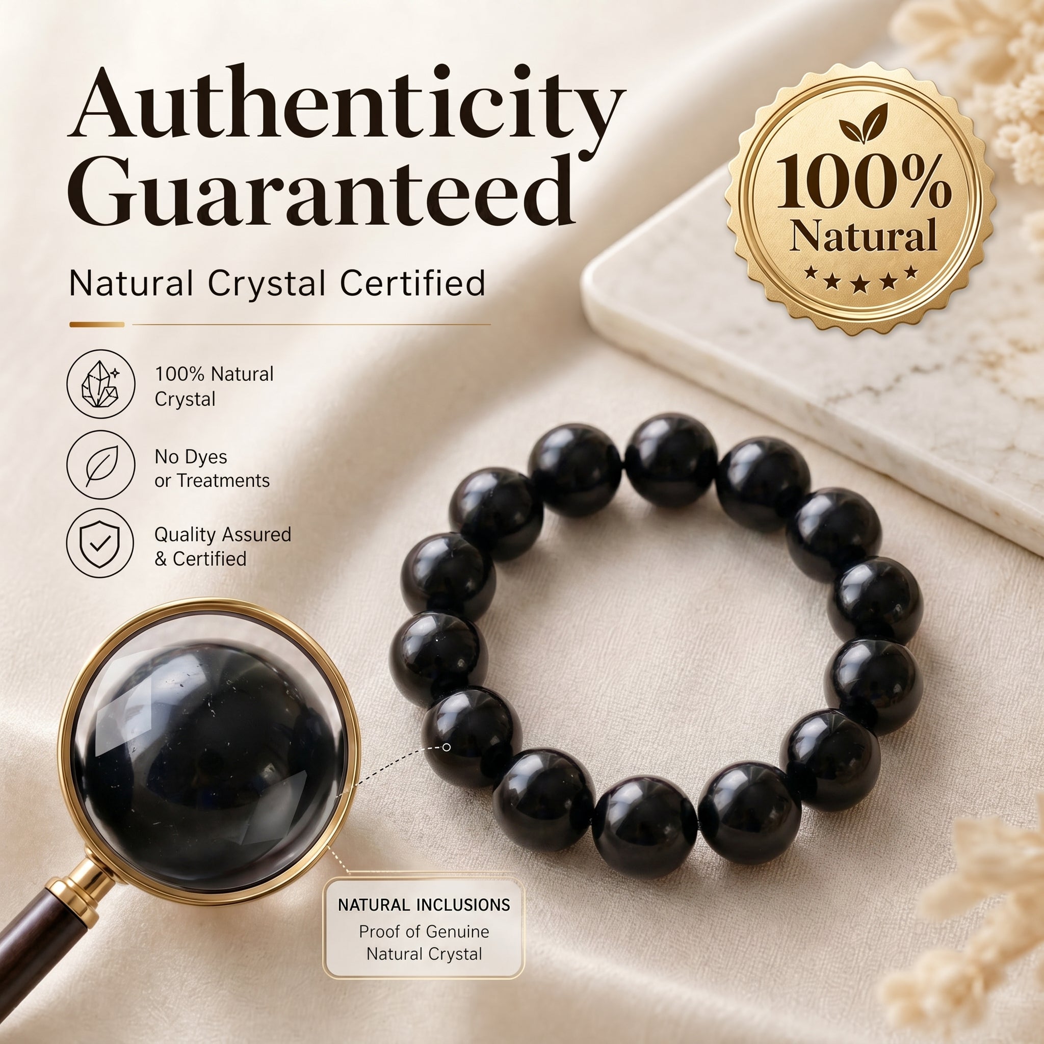 Premium Black Obsidian Beaded Bracelet | Hand-Polished Natural Gemstone Jewelry for Energy Cleansing