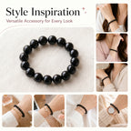 Premium Black Obsidian Beaded Bracelet | Hand-Polished Natural Gemstone Jewelry for Energy Cleansing