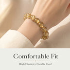 Premium Golden Rutilated Quartz Beaded Bracelet | Hand-Polished Natural Gemstone Jewelry for Abundance & Success