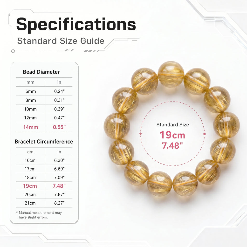 Premium Golden Rutilated Quartz Beaded Bracelet | Hand-Polished Natural Gemstone Jewelry for Abundance & Success