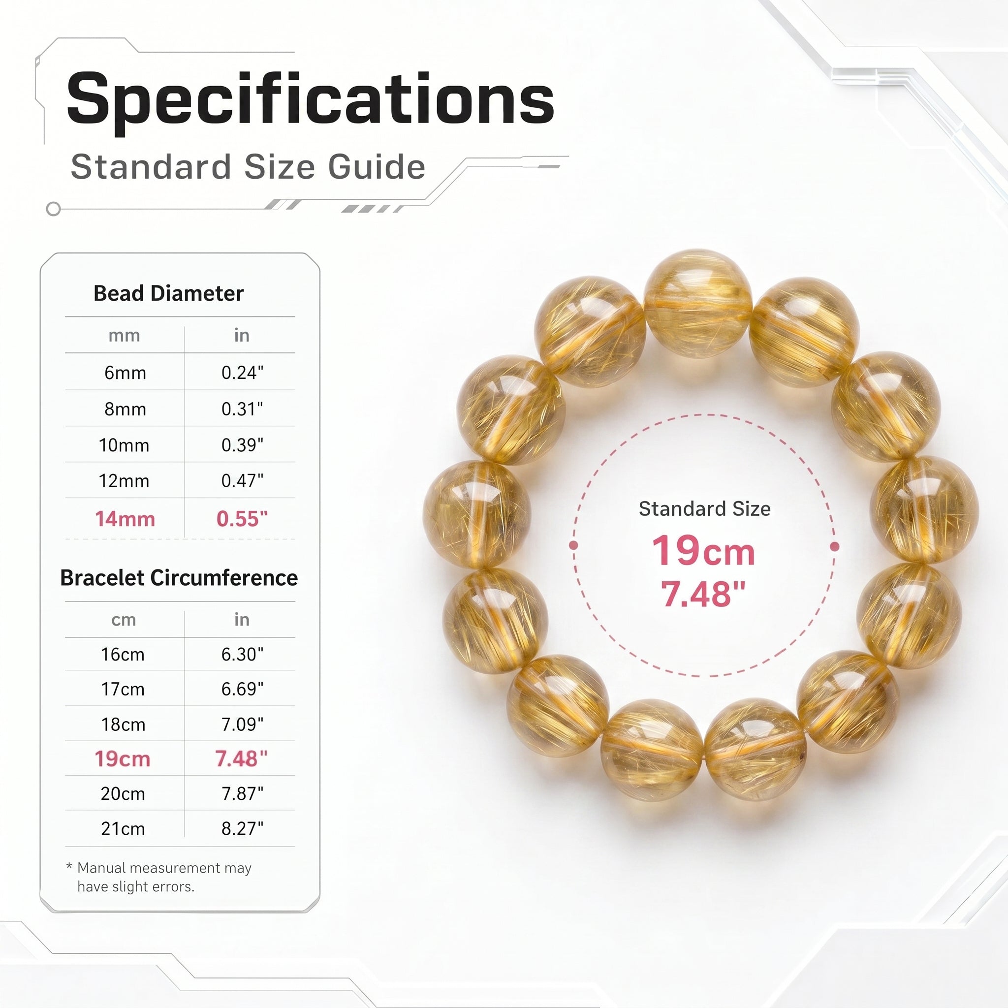 Premium Golden Rutilated Quartz Beaded Bracelet | Hand-Polished Natural Gemstone Jewelry for Abundance & Success