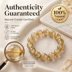 Premium Golden Rutilated Quartz Beaded Bracelet | Hand-Polished Natural Gemstone Jewelry for Abundance & Success