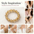 Premium Golden Rutilated Quartz Beaded Bracelet | Hand-Polished Natural Gemstone Jewelry for Abundance & Success