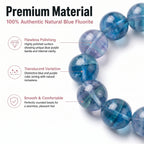 Premium Blue Fluorite Beaded Bracelet | Hand-Polished Natural Gemstone Jewelry for Clarity & Focus