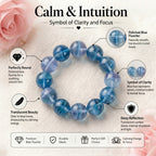 Premium Blue Fluorite Beaded Bracelet | Hand-Polished Natural Gemstone Jewelry for Clarity & Focus