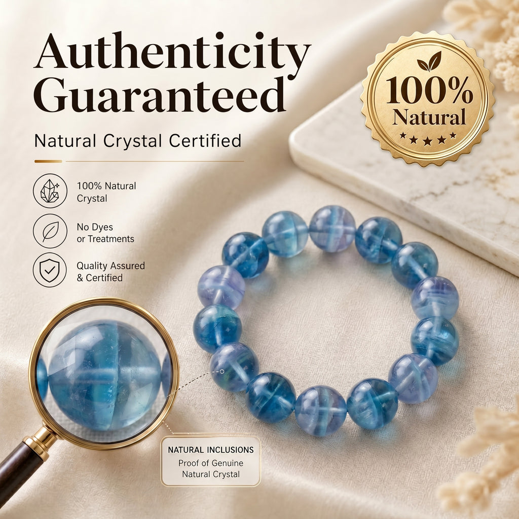 Premium Blue Fluorite Beaded Bracelet | Hand-Polished Natural Gemstone Jewelry for Clarity & Focus