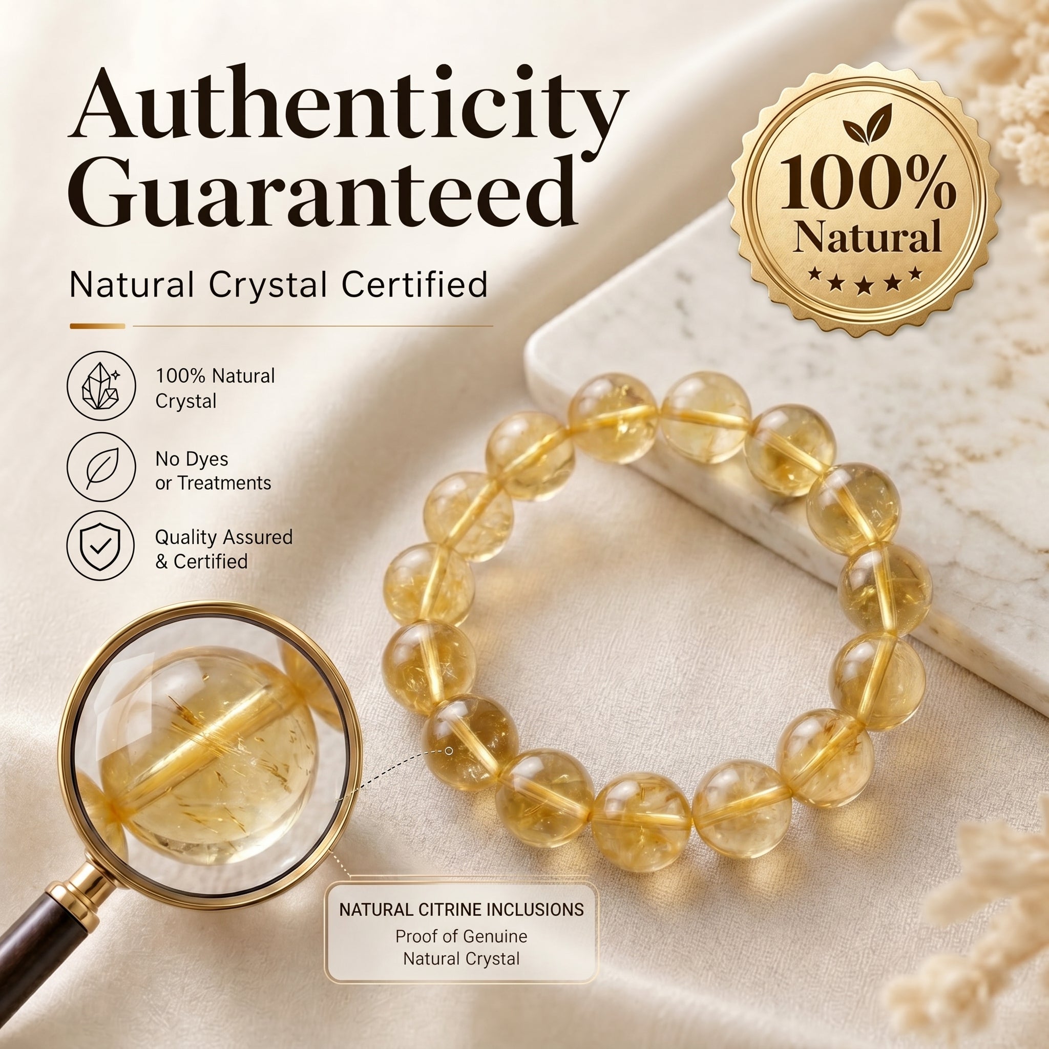 Premium Citrine Beaded Bracelet | Hand-Polished Natural Gemstone Jewelry for Abundance & Positivity