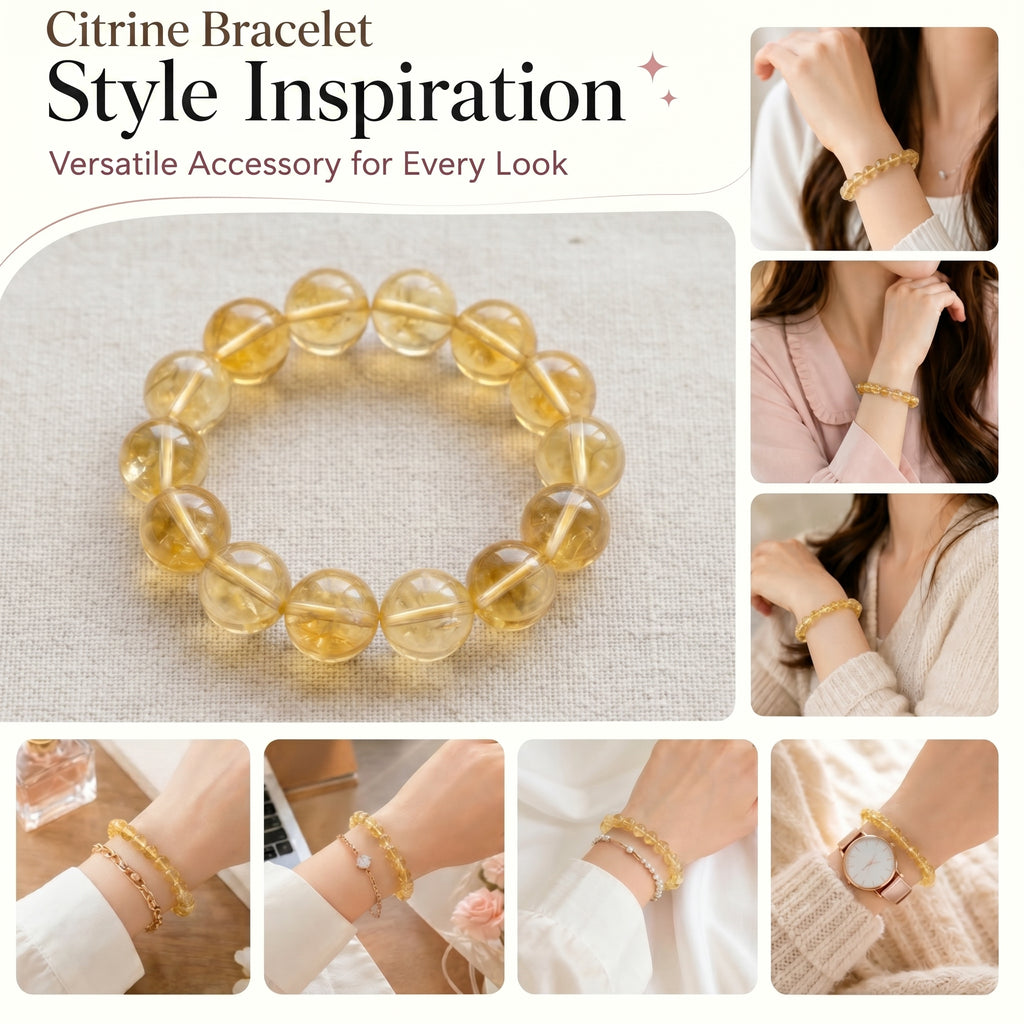 Premium Citrine Beaded Bracelet | Hand-Polished Natural Gemstone Jewelry for Abundance & Positivity