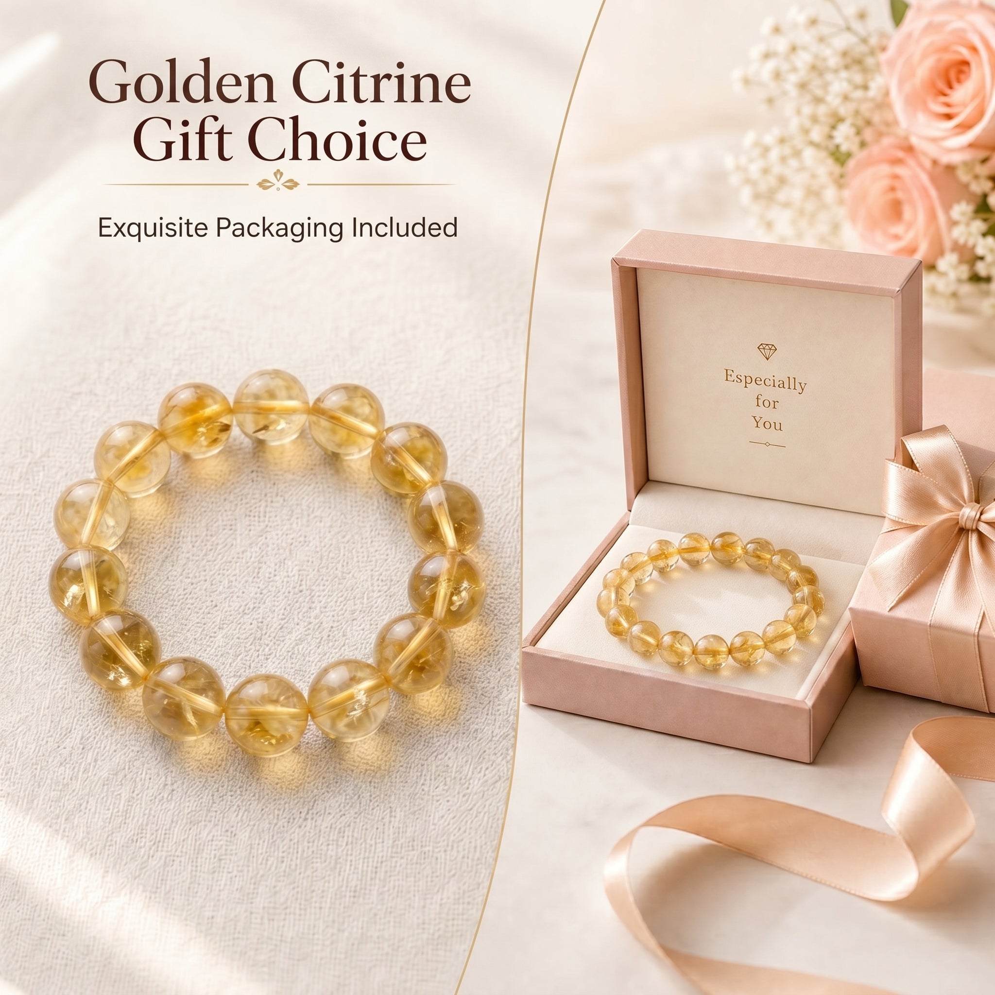 Premium Citrine Beaded Bracelet | Hand-Polished Natural Gemstone Jewelry for Abundance & Positivity