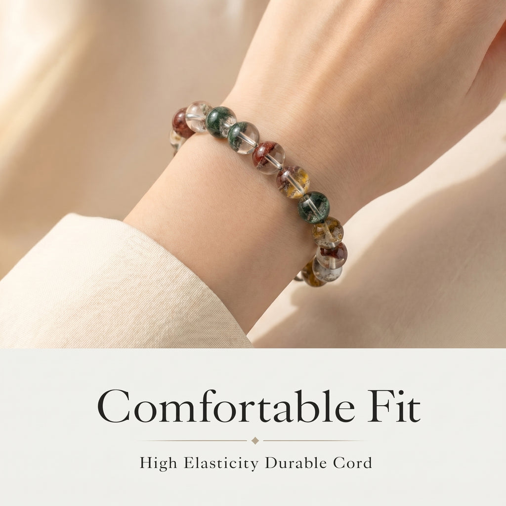 Authentic Scenic Phantom Quartz Bracelet | The "Stone of Nature" | Unique Landscape Mineral Jewelry