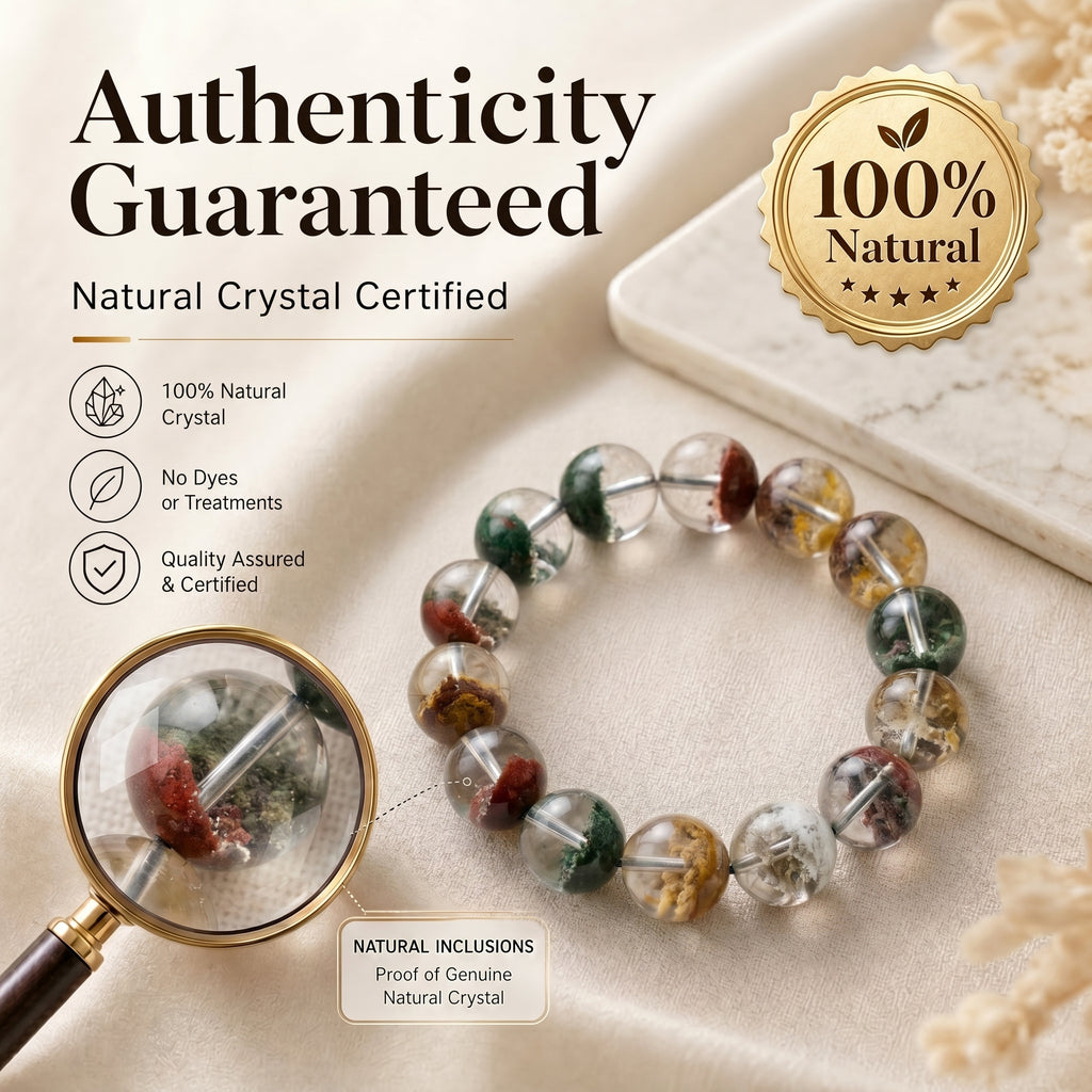 Authentic Scenic Phantom Quartz Bracelet | The "Stone of Nature" | Unique Landscape Mineral Jewelry