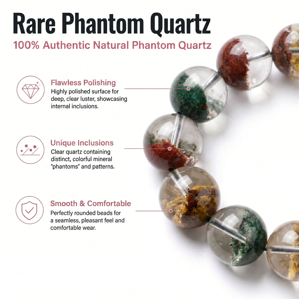Authentic Scenic Phantom Quartz Bracelet | The "Stone of Nature" | Unique Landscape Mineral Jewelry