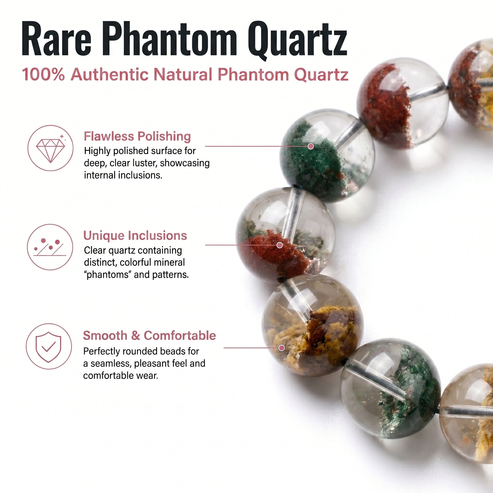 Authentic Scenic Phantom Quartz Bracelet | The "Stone of Nature" | Unique Landscape Mineral Jewelry