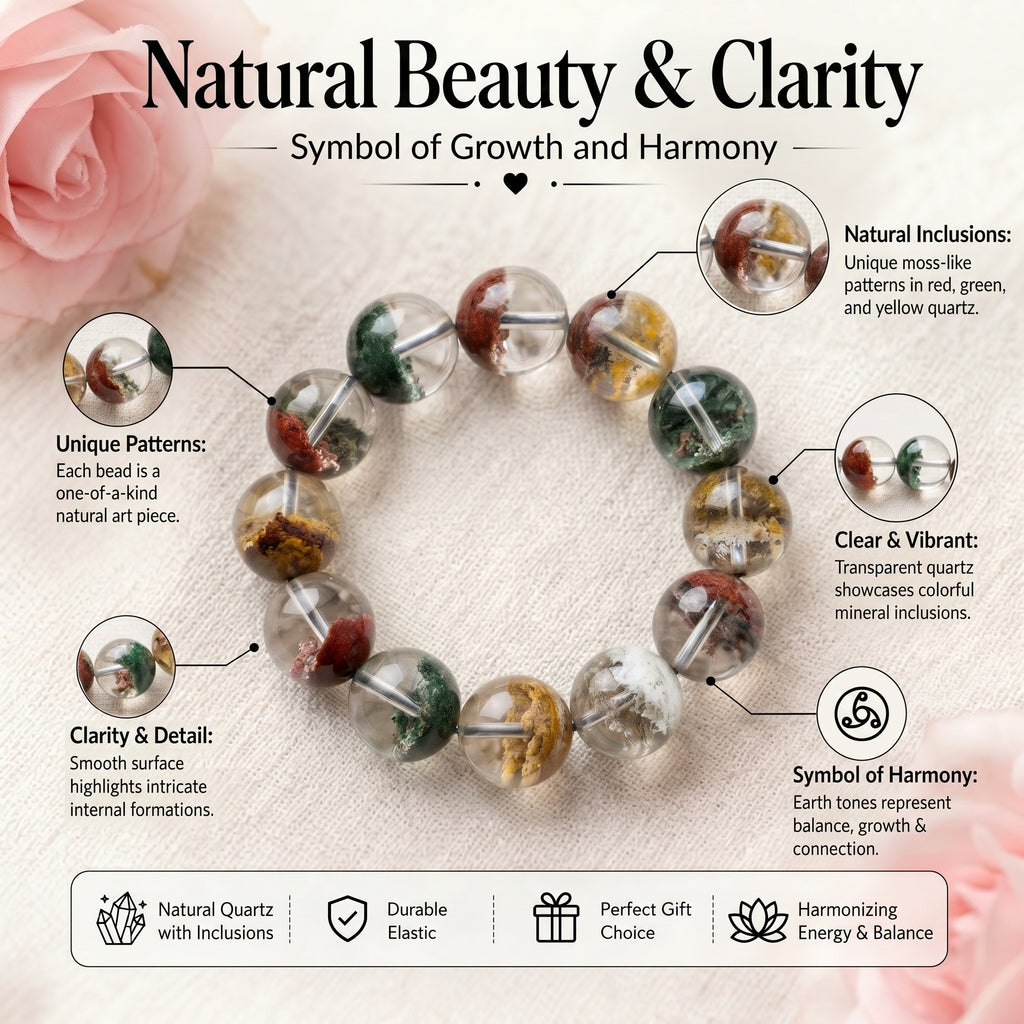 Authentic Scenic Phantom Quartz Bracelet | The "Stone of Nature" | Unique Landscape Mineral Jewelry
