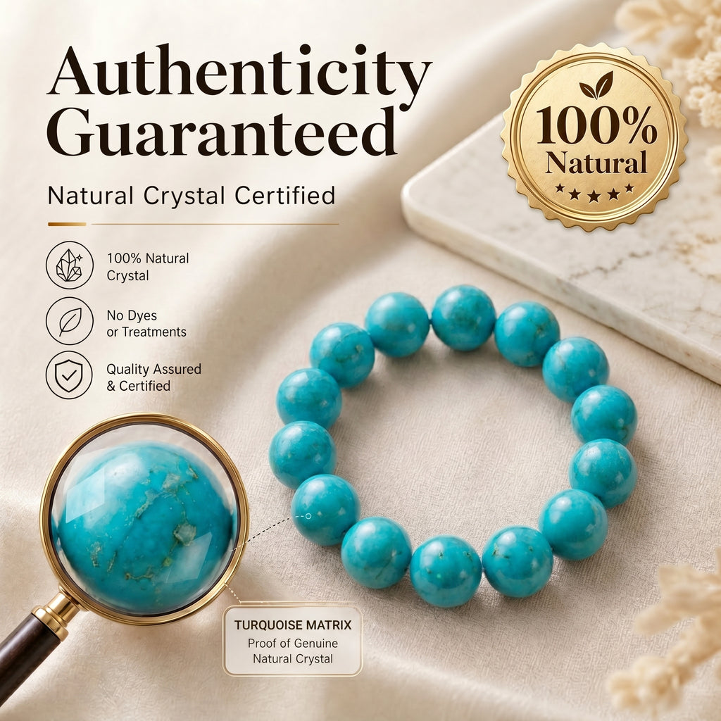 Authentic Turquoise and Clear Crystal Necklace | The "Stone of Protection" | Boho-Chic Energy Jewelry