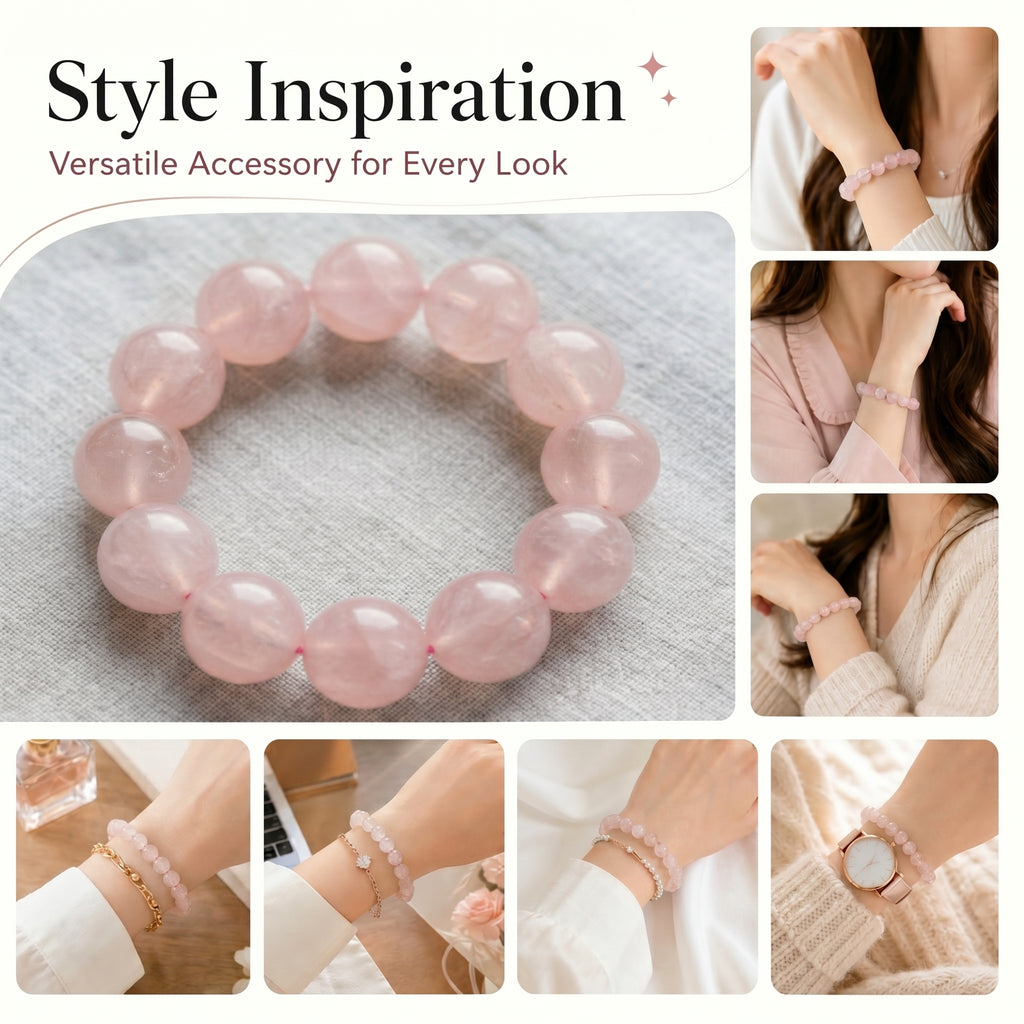 Premium Cherry Blossom Agate Beaded Bracelet | Hand-Polished Natural Gemstone Jewelry for Inner Peace & Grace