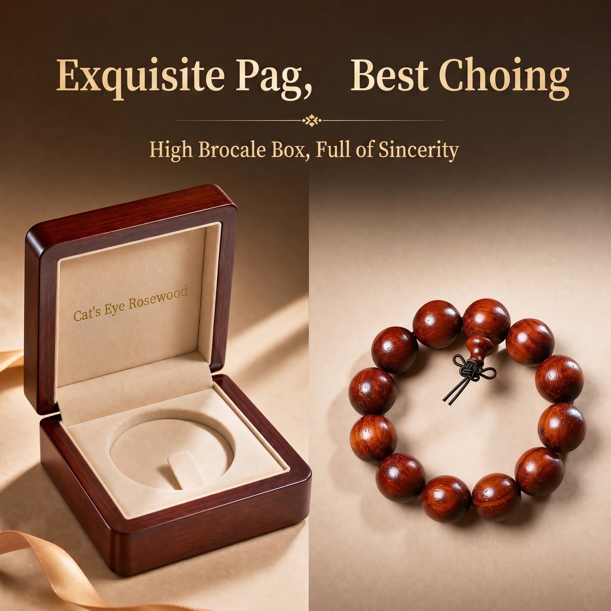 Luxury Red Sandalwood Beaded Bracelet | Rare Cat’s Eye Shimmer for Refined Taste