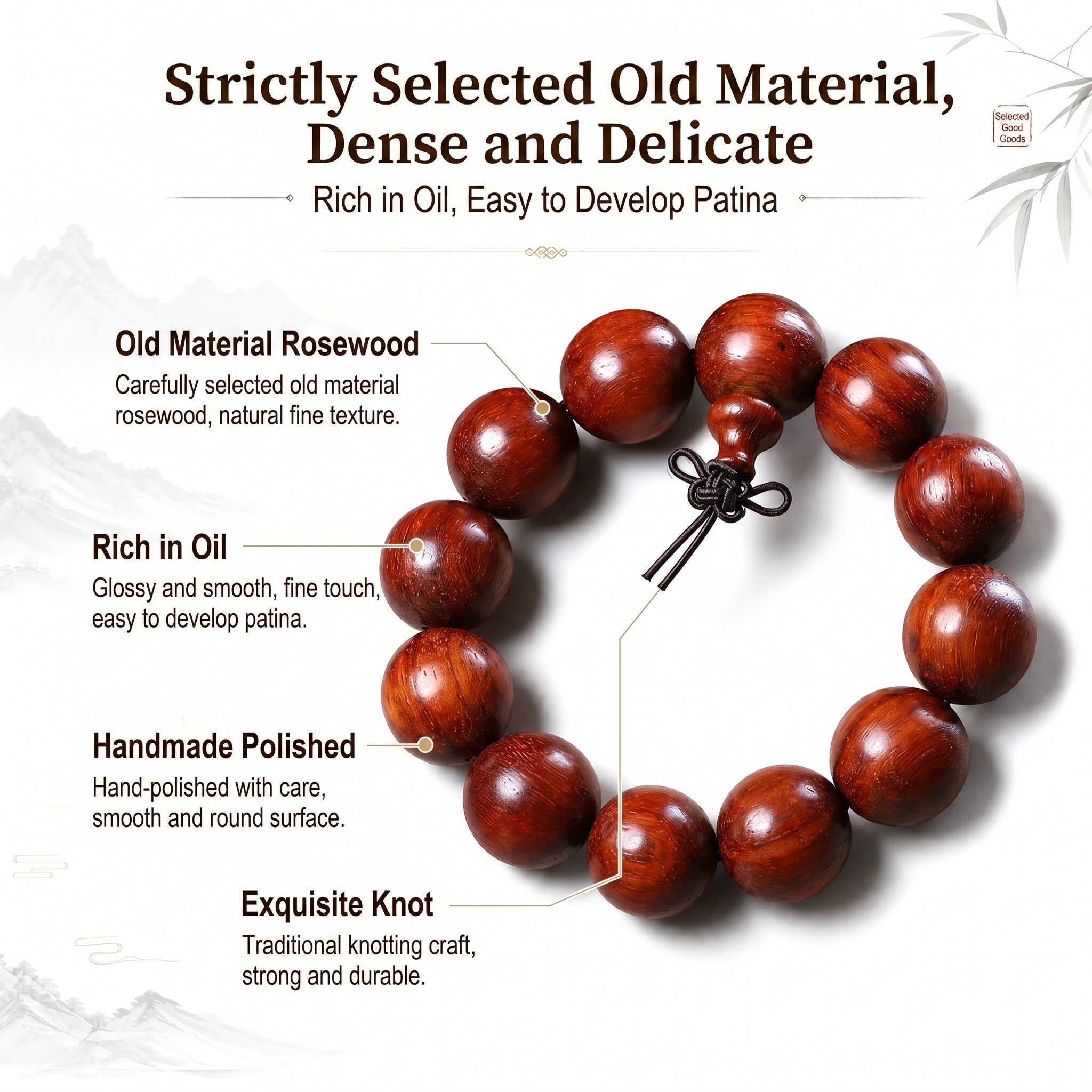Luxury Red Sandalwood Beaded Bracelet | Rare Cat’s Eye Shimmer for Refined Taste