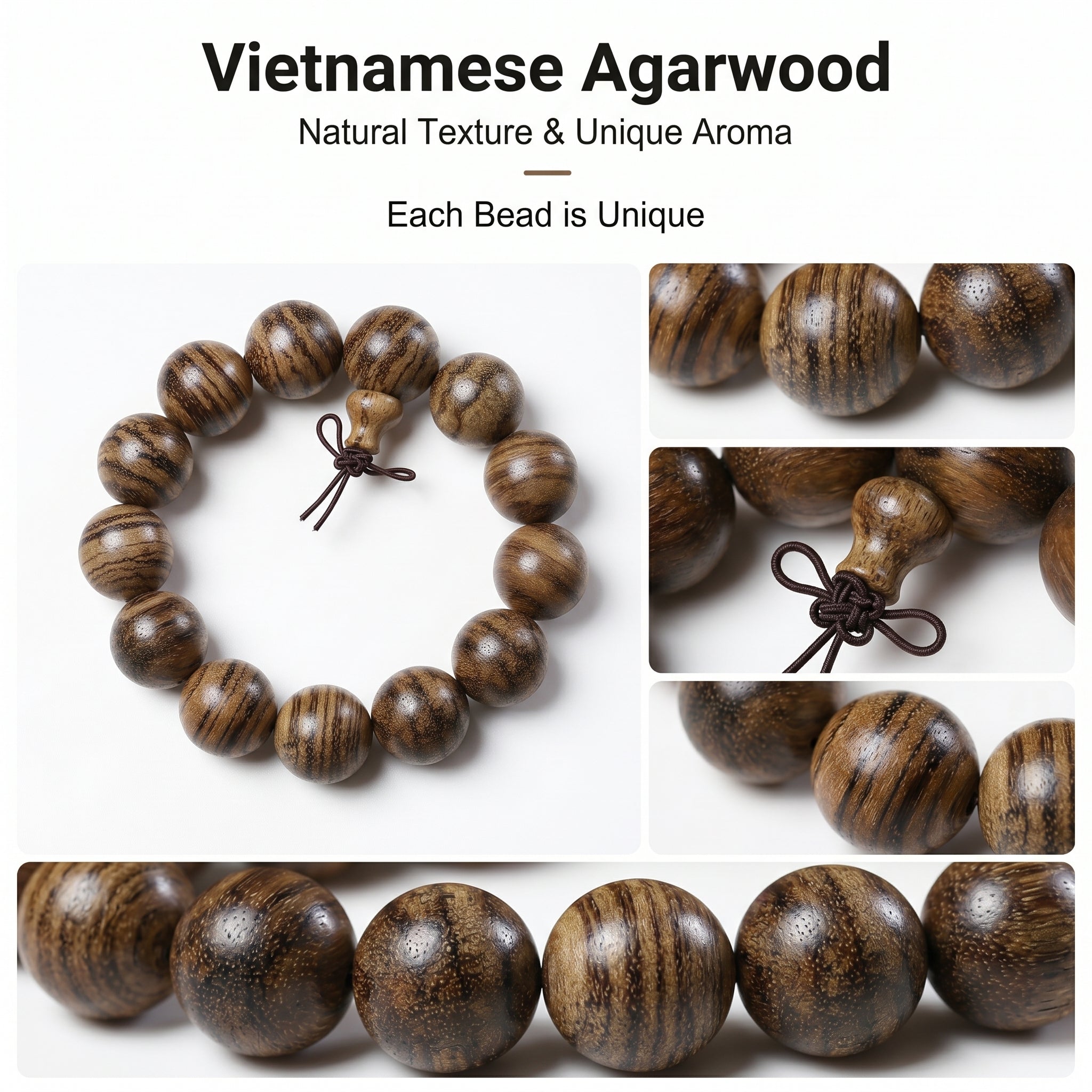 Luxury Hand-Polished Agarwood Beaded Bracelet | Oriental Zen Style for Taste & Serenity