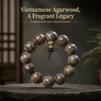 Luxury Hand-Polished Agarwood Beaded Bracelet | Oriental Zen Style for Taste & Serenity