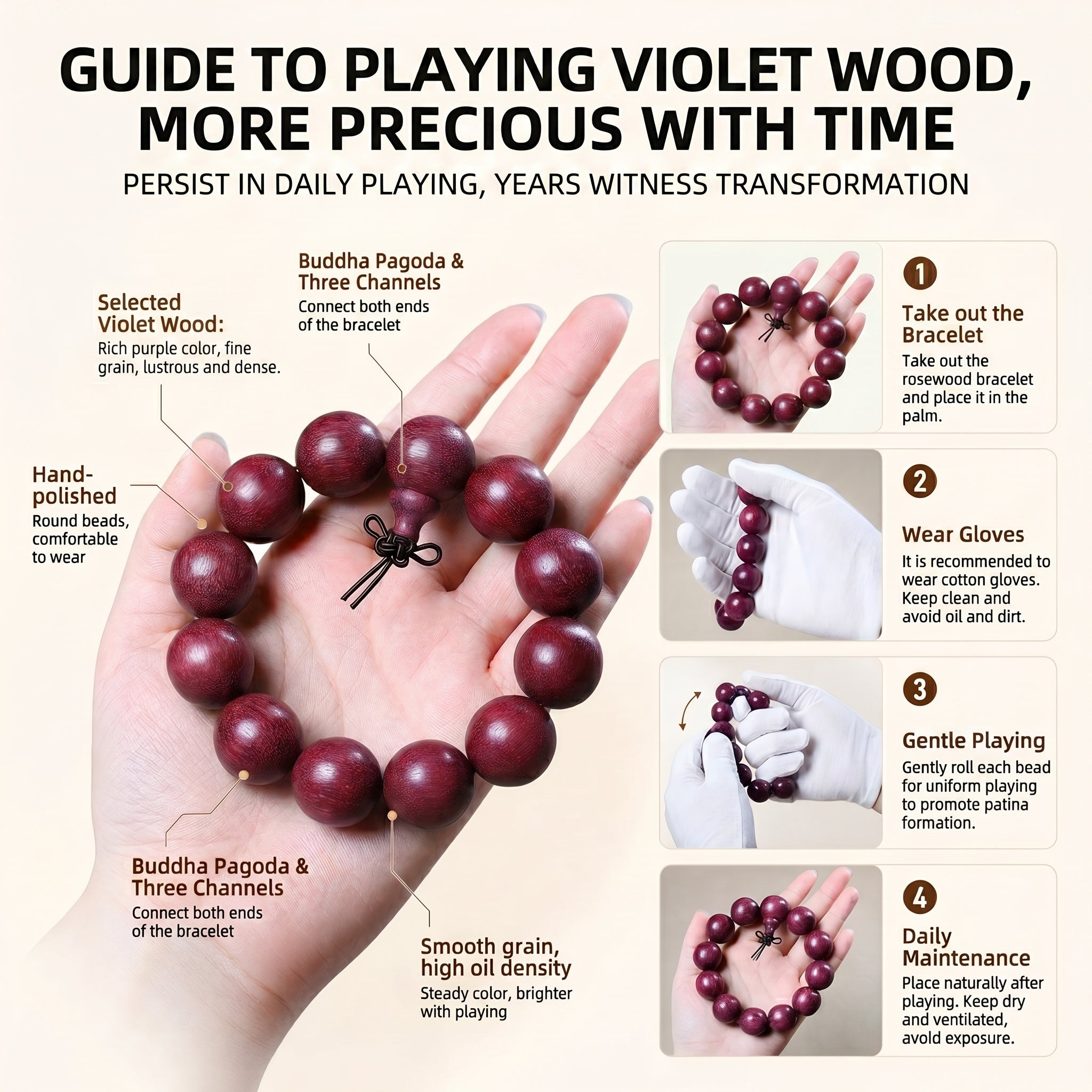 Premium Violet Stone Beaded Bracelet | Traditional Hand-Crafted Gemstone Jewelry for Mindfulness