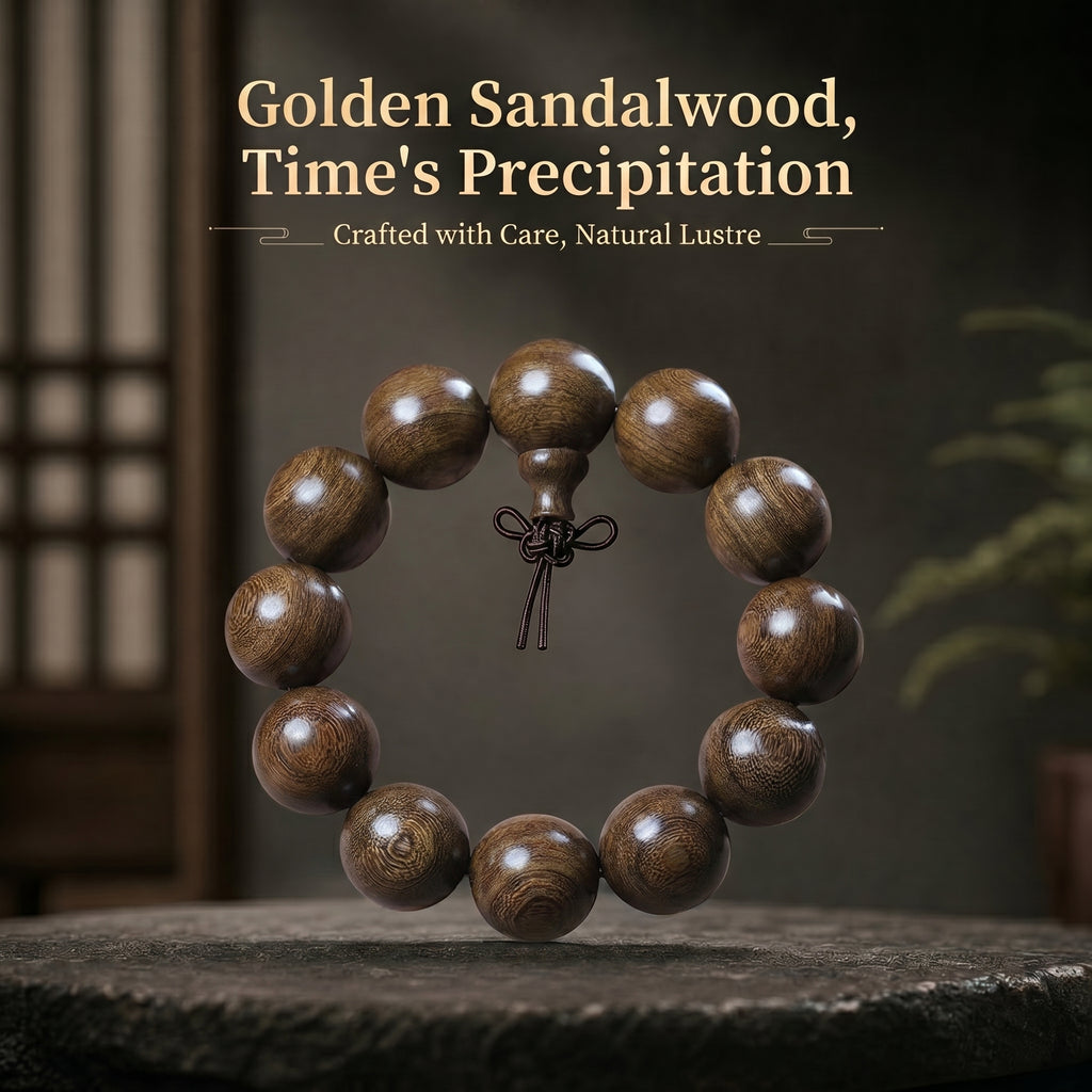 Luxury Golden Silk Rosewood Beaded Bracelet | Oriental Aesthetic Jewelry for Mindfulness