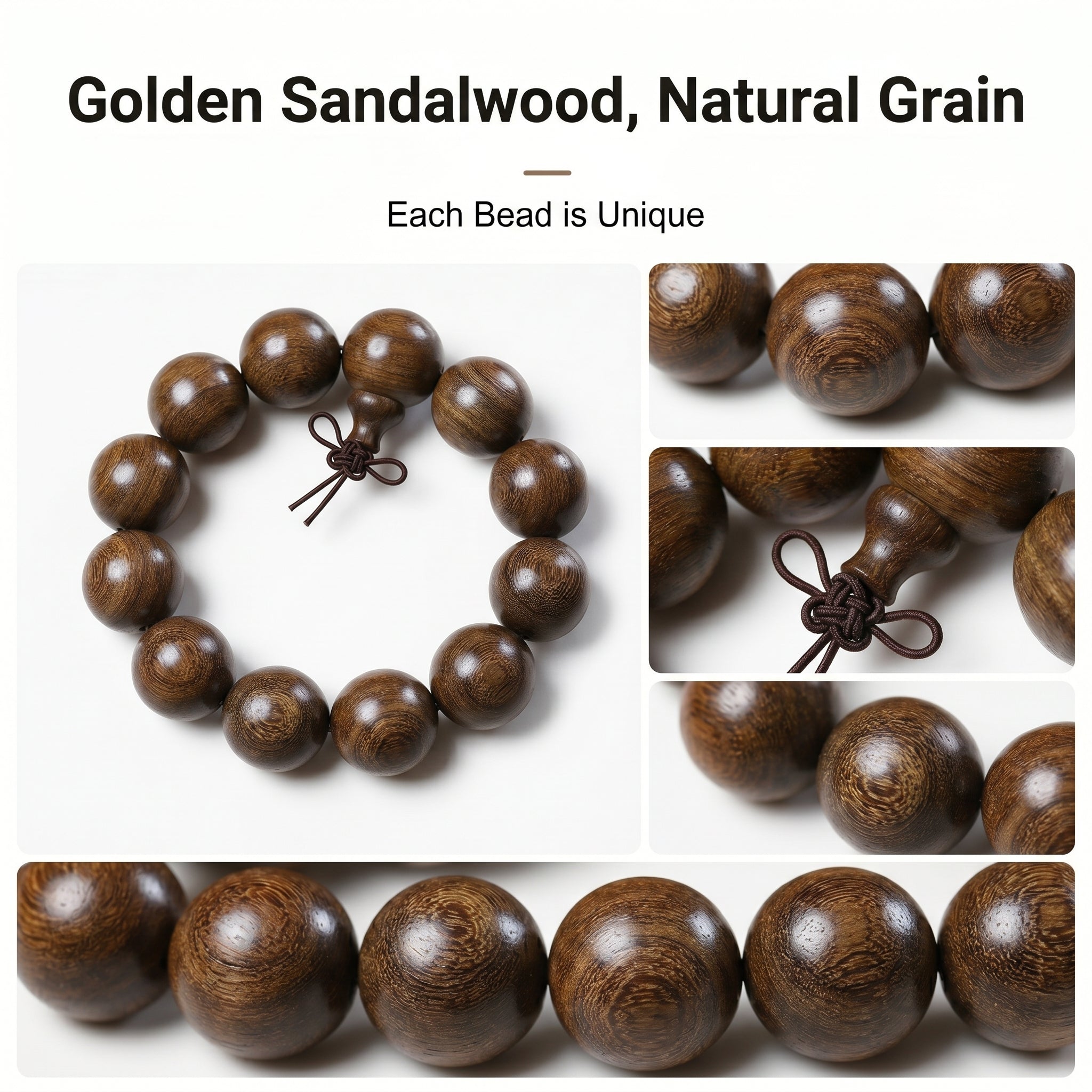 Luxury Golden Silk Rosewood Beaded Bracelet | Oriental Aesthetic Jewelry for Mindfulness