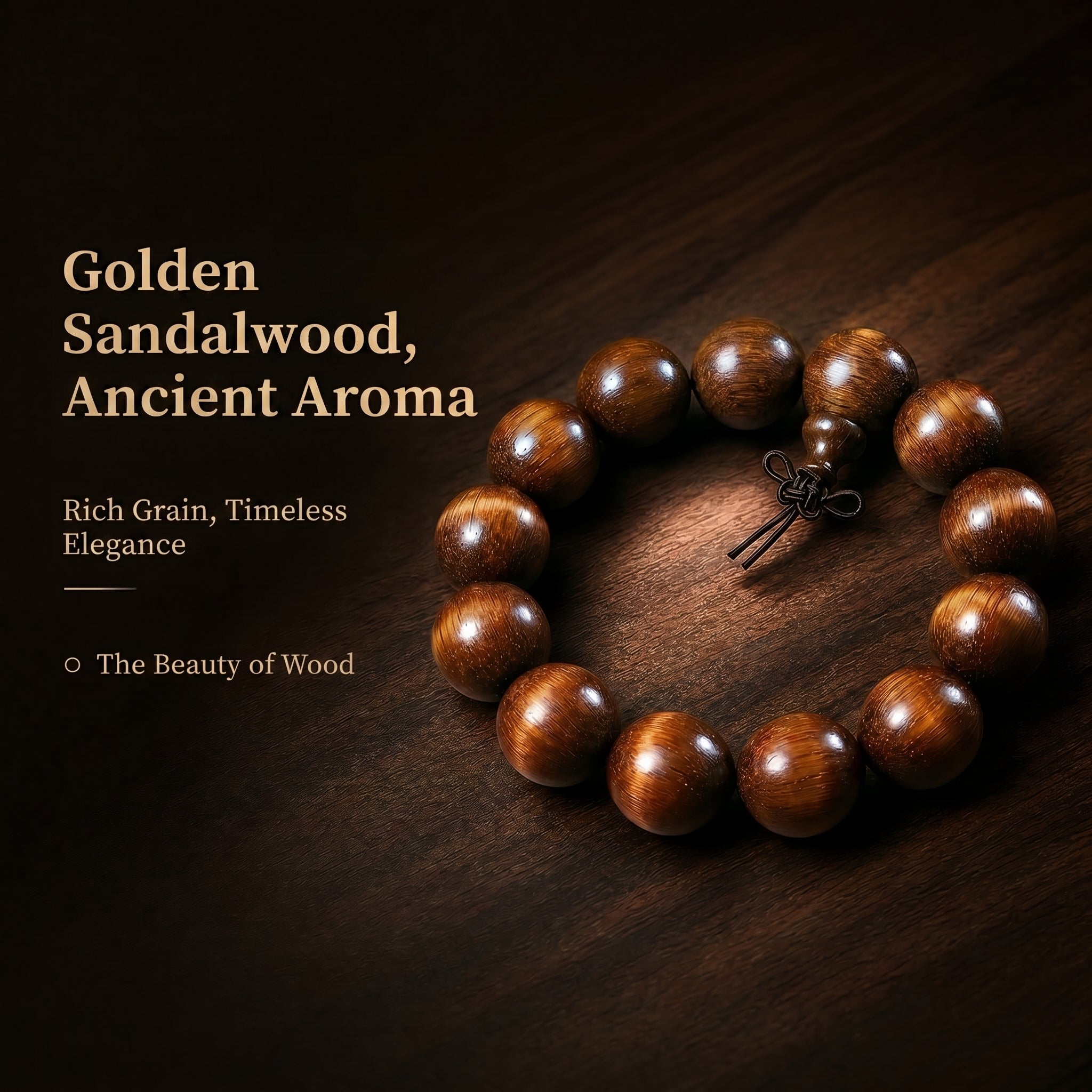 Luxury Golden Silk Rosewood Beaded Bracelet | Oriental Aesthetic Jewelry for Mindfulness