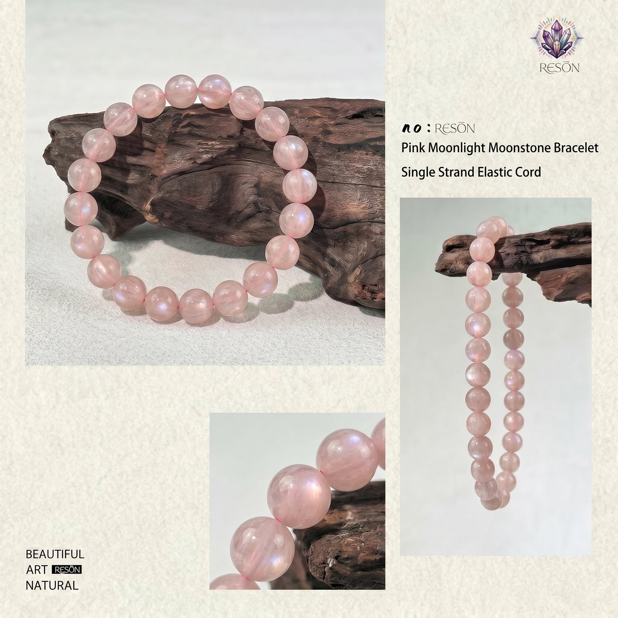 Premium Peach Moonstone Beaded Bracelet | Hand-Polished Natural Gemstone Jewelry for Inner Peace & Grace