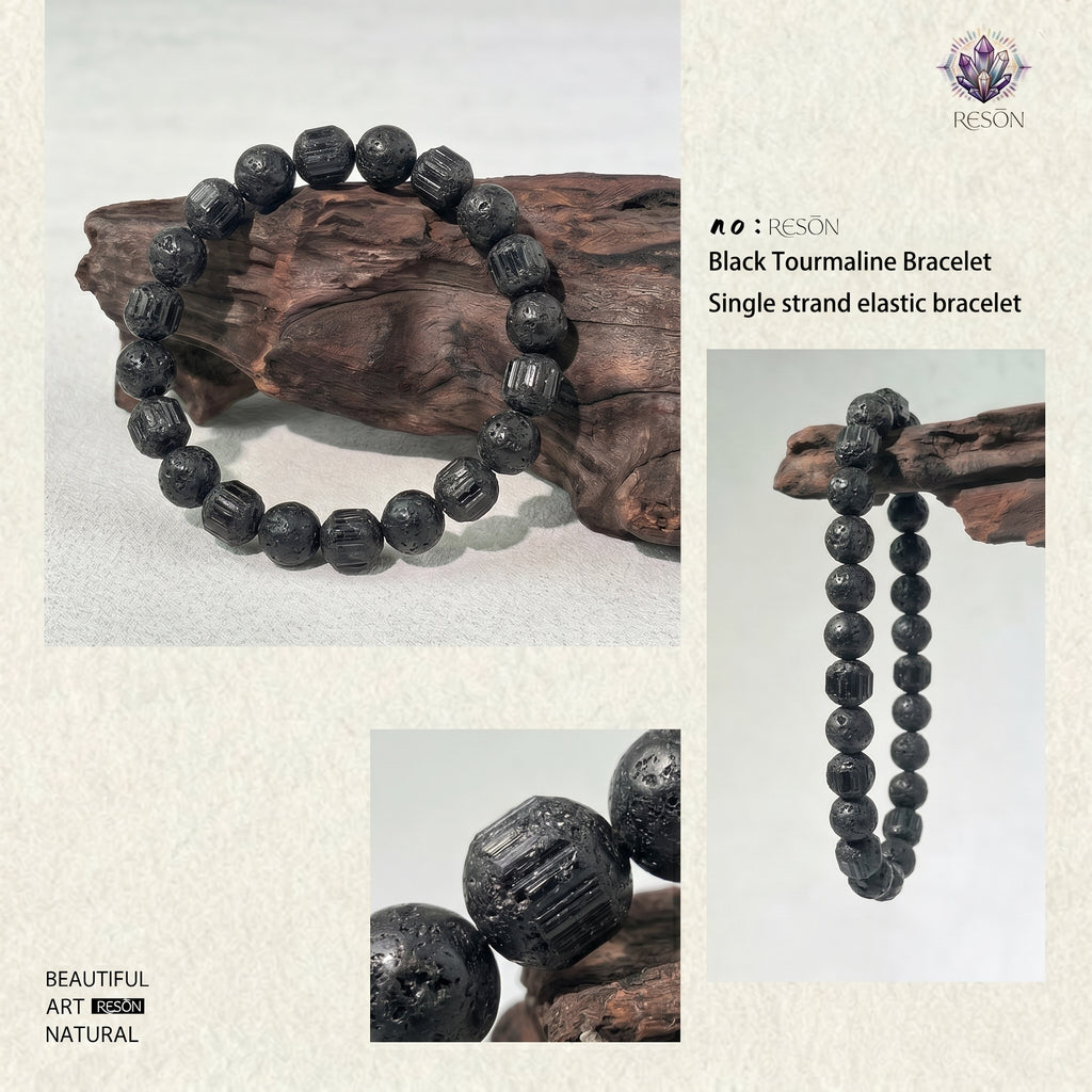 Premium Black Tourmaline Beaded Bracelet | Hand-Polished Natural Gemstone Jewelry for Energy Cleansing