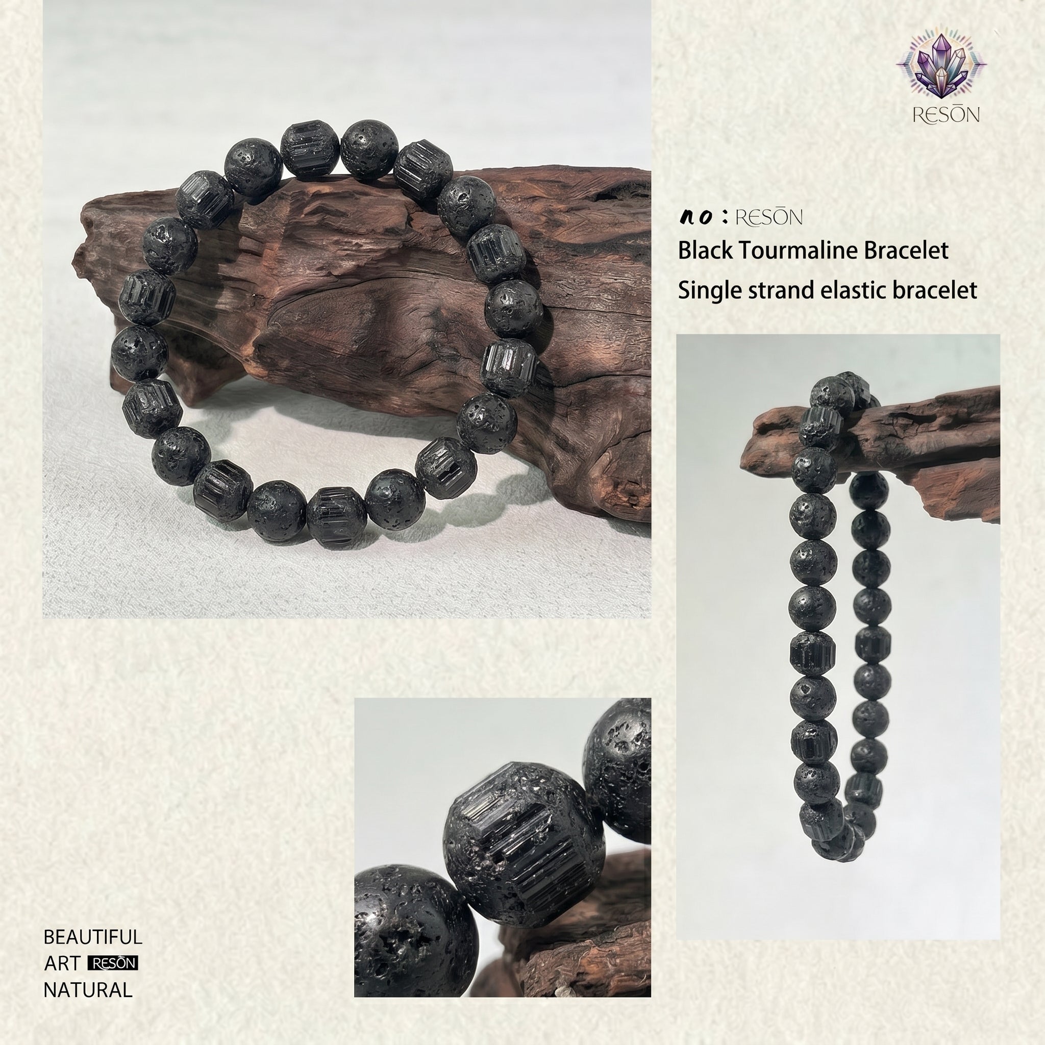 Premium Black Tourmaline Beaded Bracelet | Hand-Polished Natural Gemstone Jewelry for Energy Cleansing