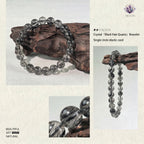 Premium Black Rutilated Quartz Beaded Bracelet | Hand-Polished Natural Gemstone Jewelry for Success & Clarity