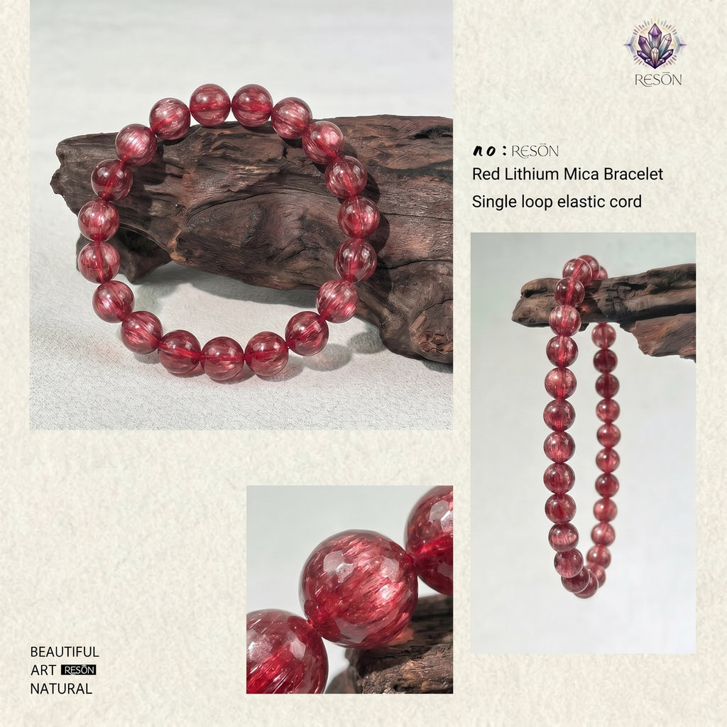 Premium Red Lepidolite Beaded Bracelet | Hand-Polished Natural Gemstone Jewelry for Love & Harmony